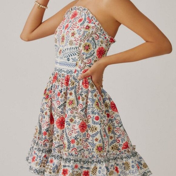By Anthropologie Forever That Girl Ruffle Tube Mini Dress Size Large NWT